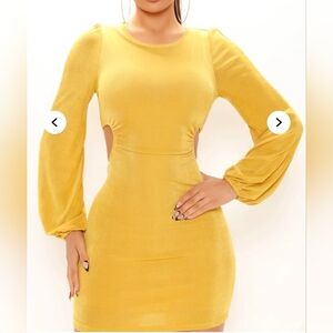 Slinky Mini Dress. Mustard. Size Medium.